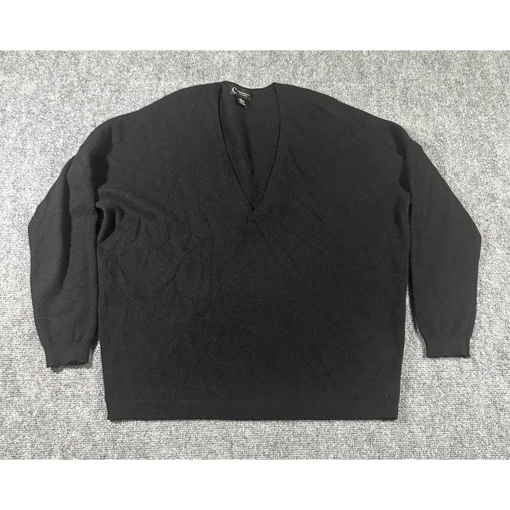 C By Bloomingdale's Cashmere Sweater Womens Size XL Black Minimalist Luxe Money